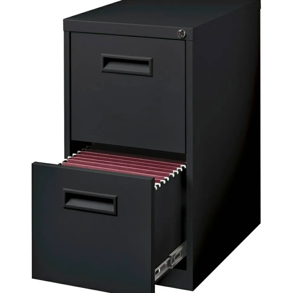Lorell 22"D Vertical 2-Drawer Mobile Pedestal File Cabinet, Black