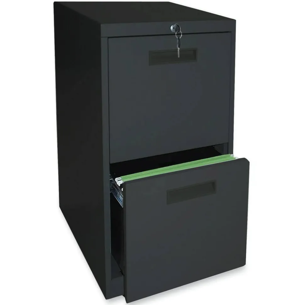 Lorell 22"D Vertical 2-Drawer Mobile Pedestal File Cabinet, Black