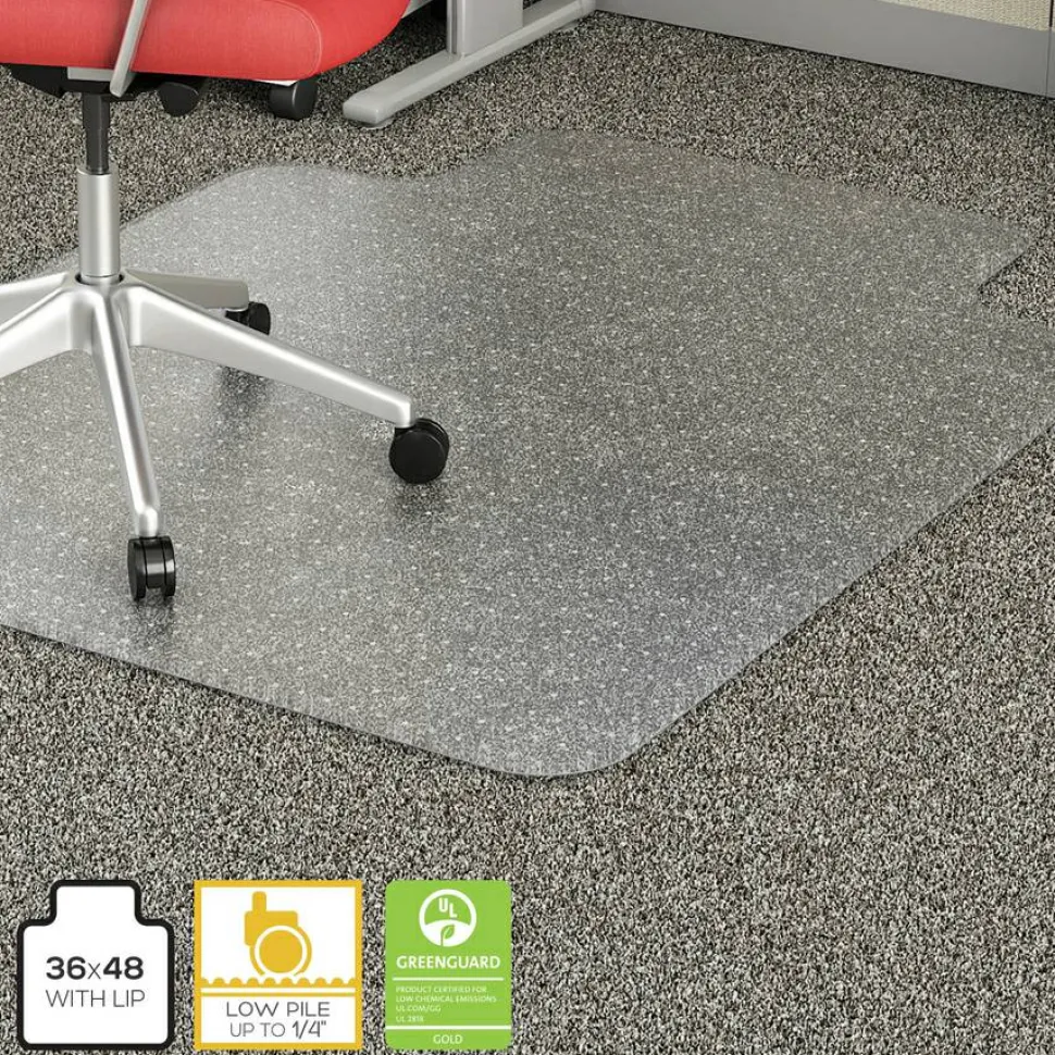 Lorell Economy Studded Chair Mat, 36" x 48", Standard Lip