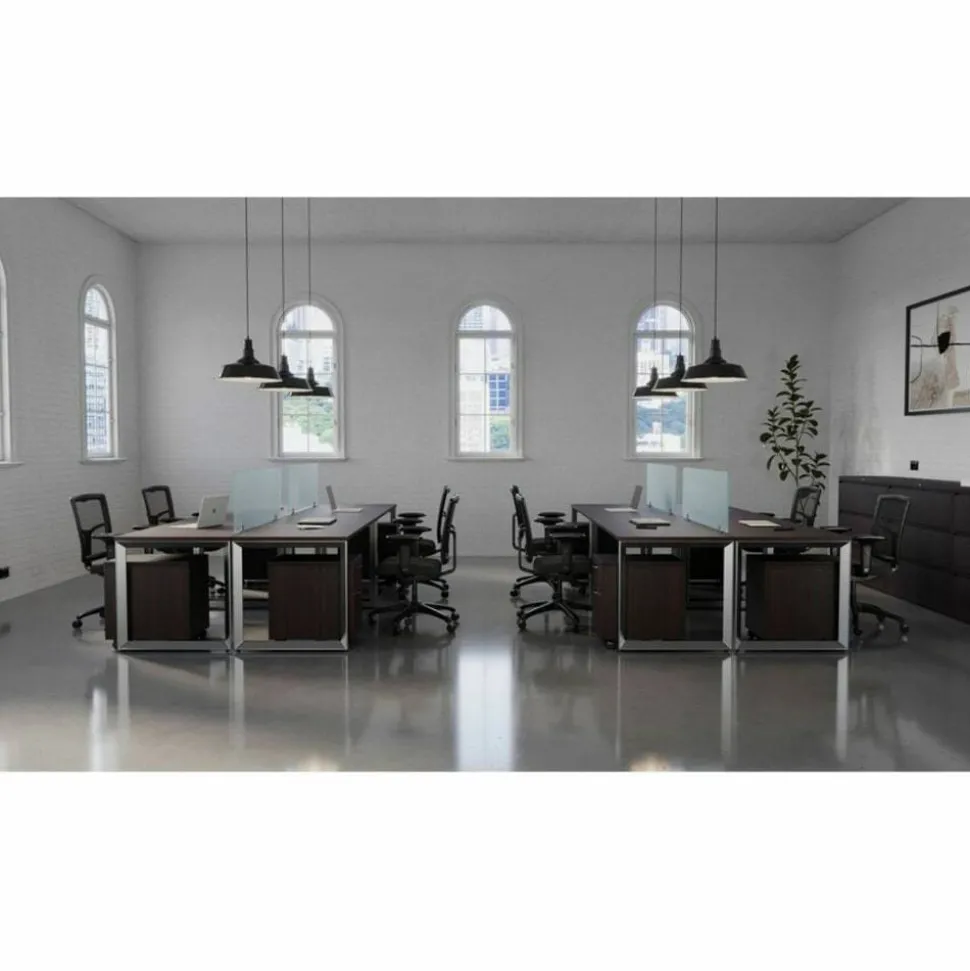 Lorell Ergonomic Mesh/Fabric Mid-Back Chair, Swivel Tilt, Black