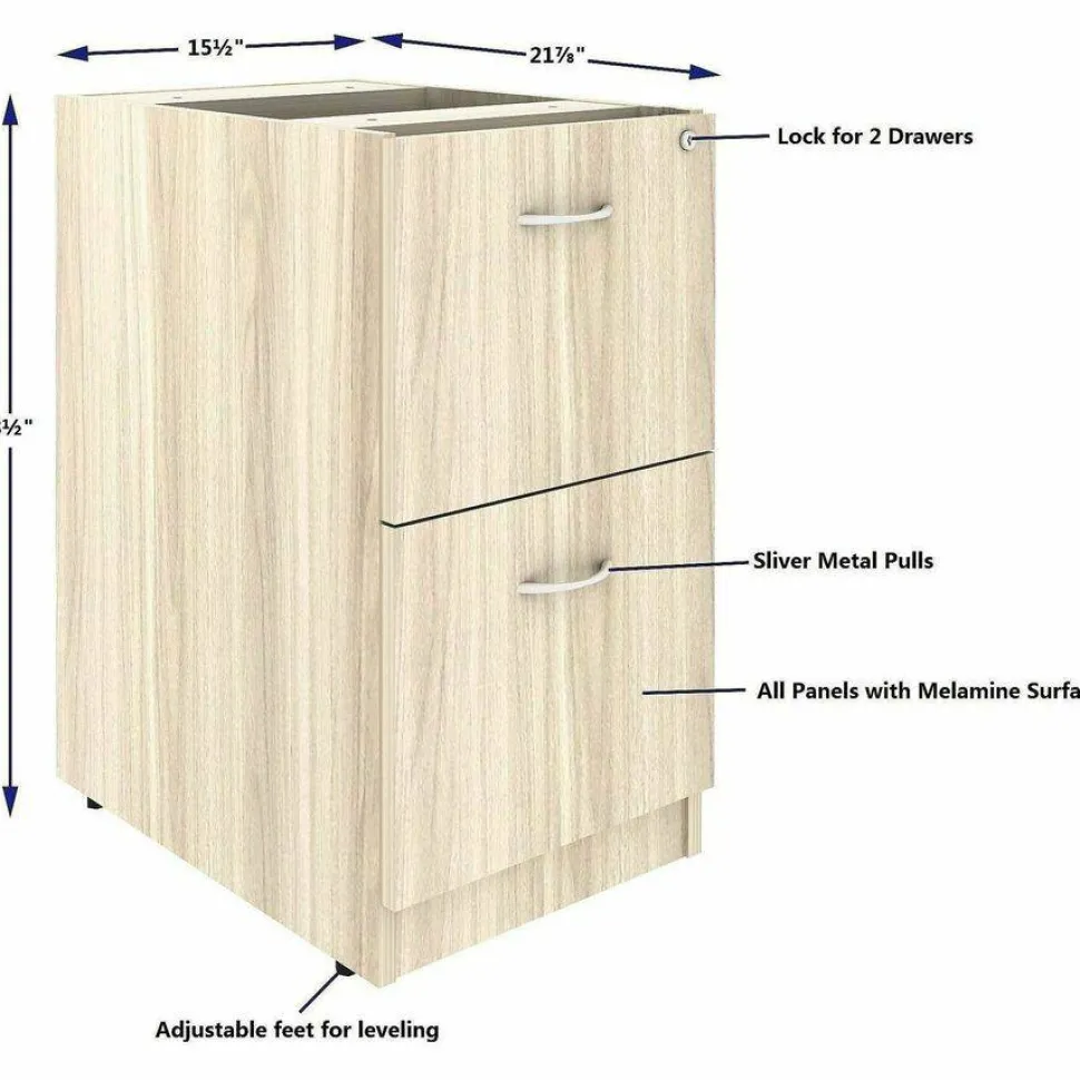 Lorell Essentials 2-Drawer Fixed Pedestal File Cabinet