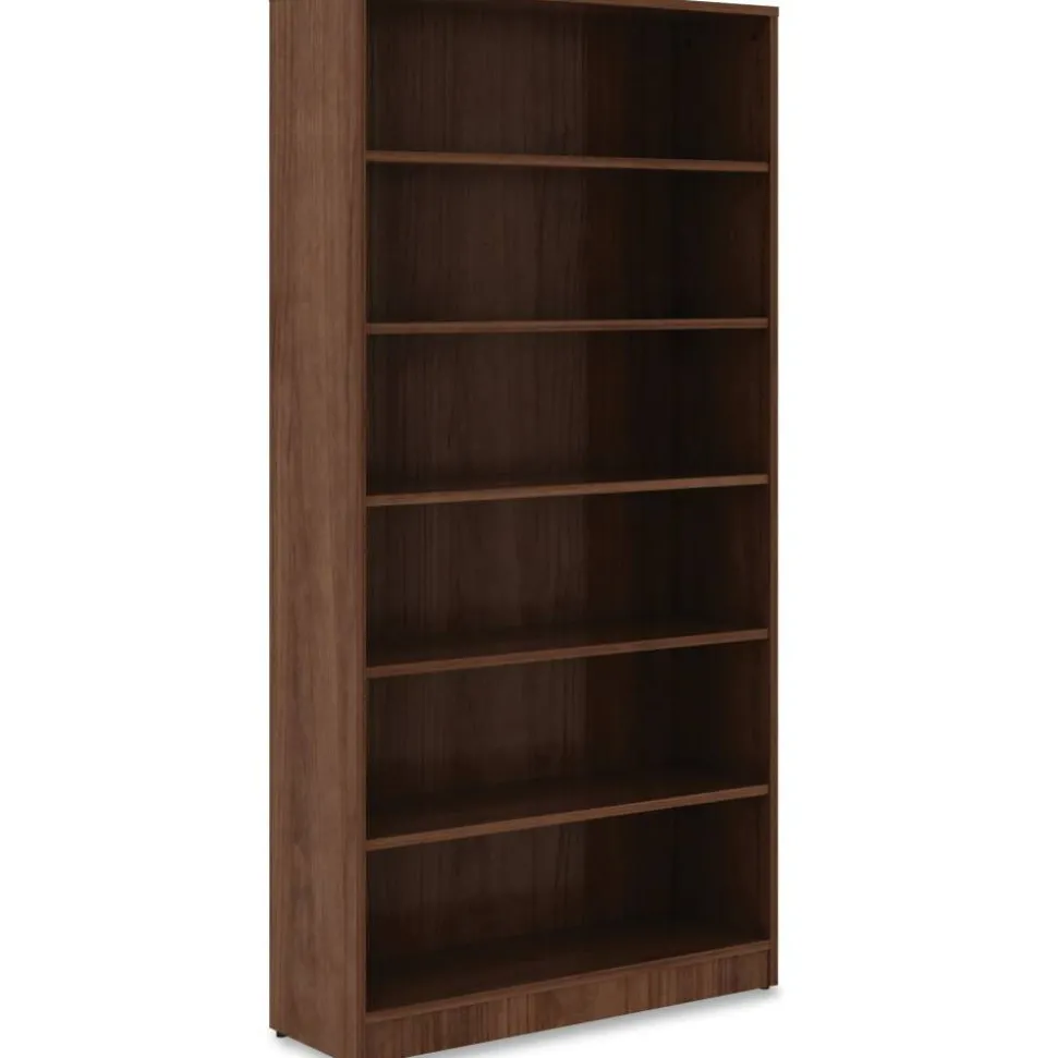 Lorell Essentials 72"H 6-Shelf Bookcase, Walnut