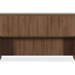 Lorell Essentials Hutch With Doors, 60"W, Walnut