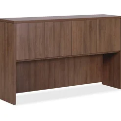 Lorell Essentials Hutch With Doors, 66"W, Walnut