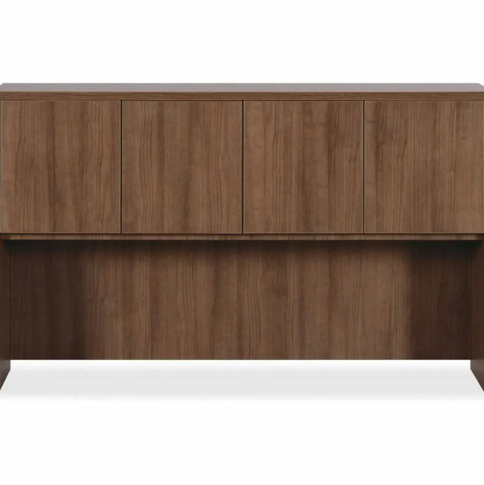 Lorell Essentials Hutch With Doors, 66"W, Walnut