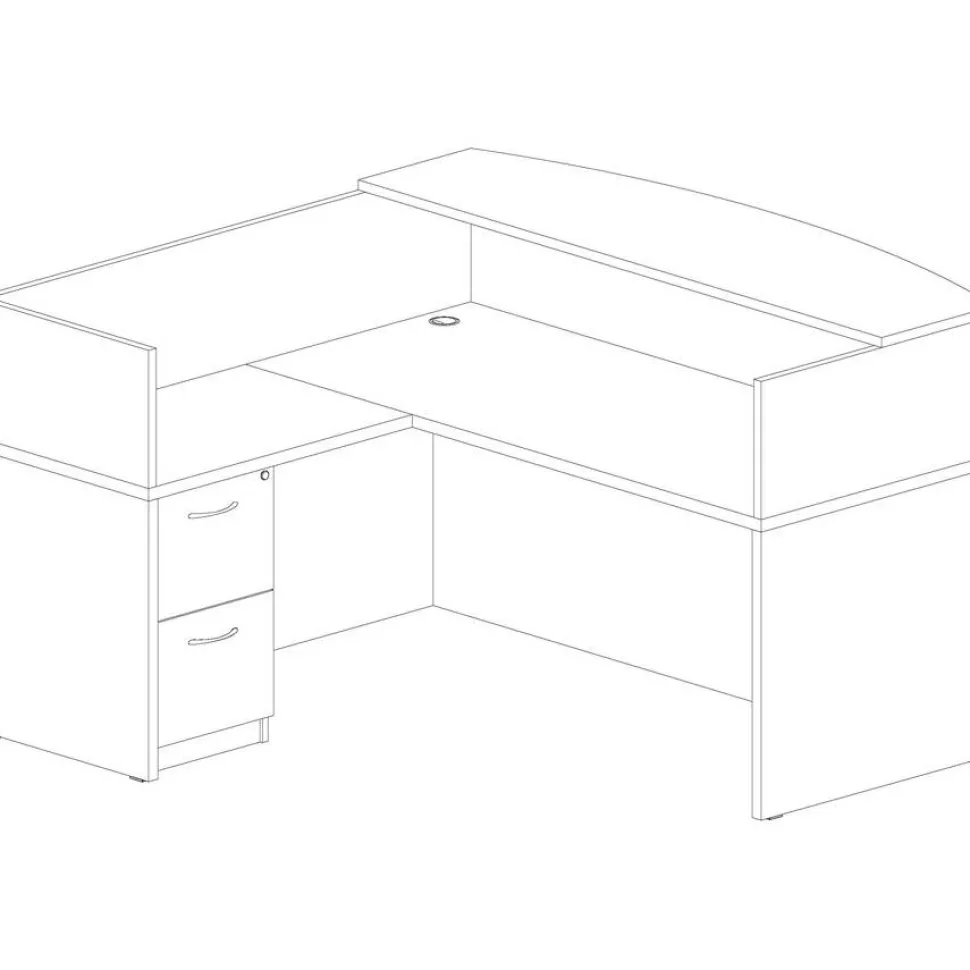 Lorell Essentials 72"W Bow-Front Shell Computer Desk, Mahogany
