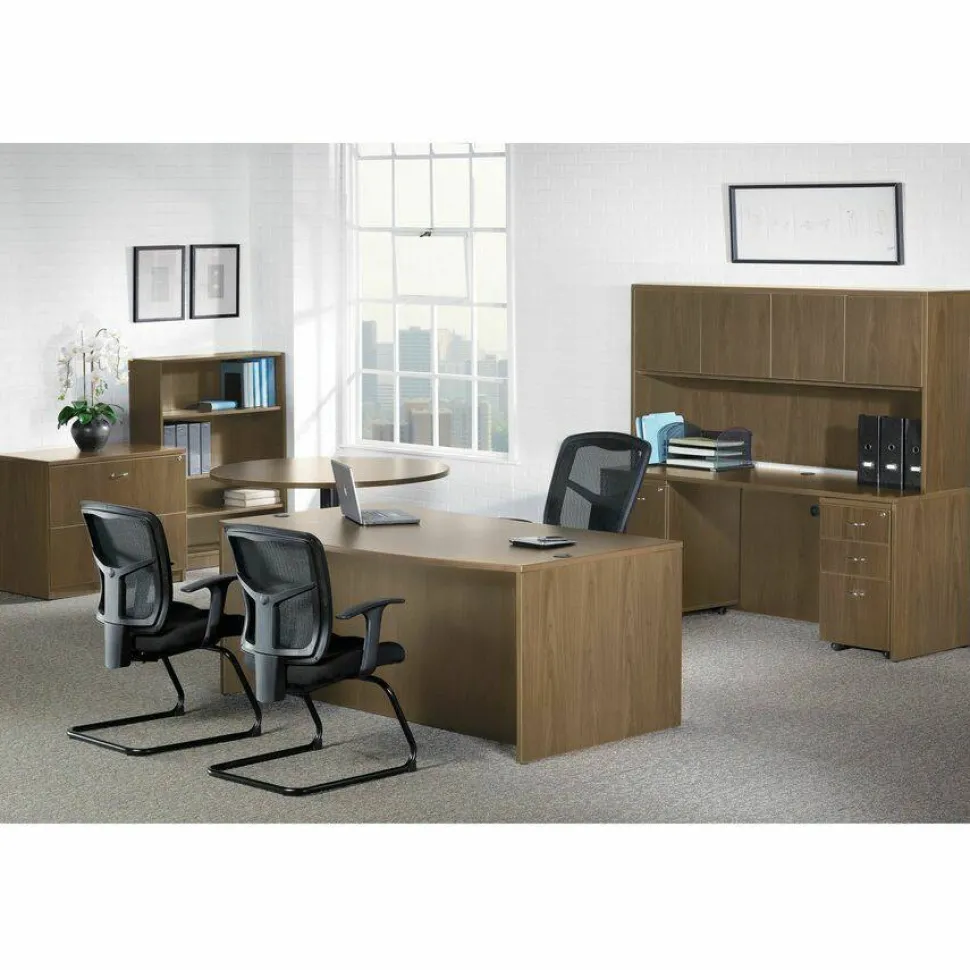Lorell Essentials 72"W Computer Desk Credenza Shell, Walnut
