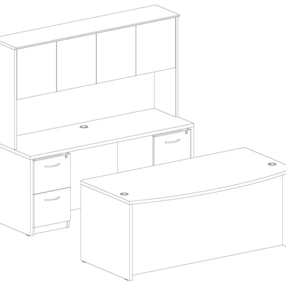 Lorell Essentials 72"W Credenza Shell Computer Desk, Mahogany