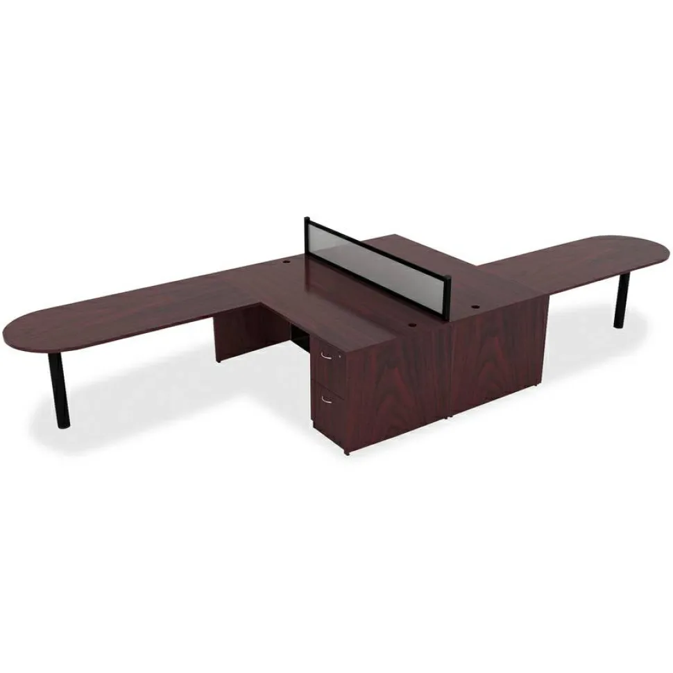 Lorell Essentials 72"W Credenza Shell Computer Desk, Mahogany