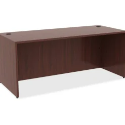 Lorell Essentials 72"W Rectangular Shell Computer Desk, Dark Mahogany