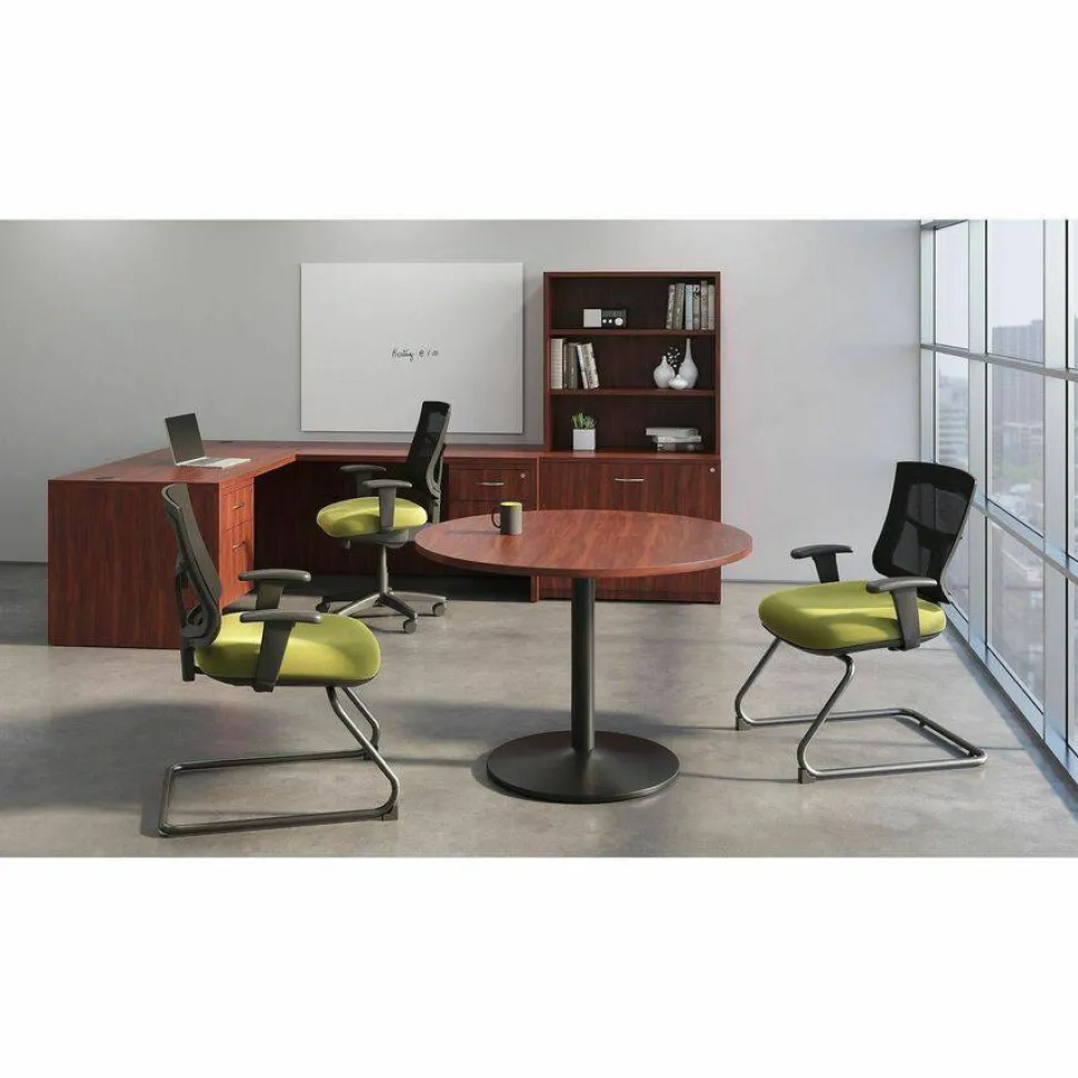 Lorell Essentials 60"W Rectangular Shell Computer Desk, Cherry