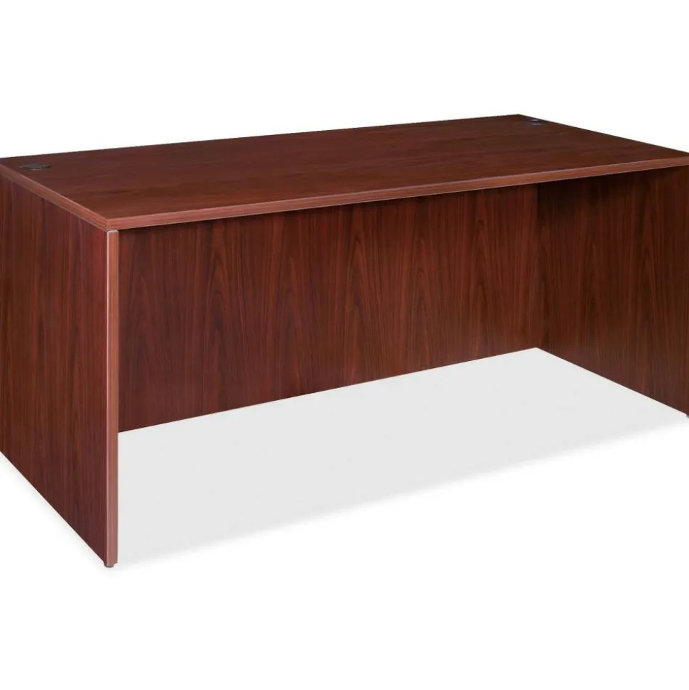Lorell Essentials 72"W Rectangular Shell Computer Desk, Mahogany