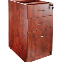 Lorell Essentials 16"W Vertical 3-Drawer Fixed Pedestal File Cabinet For Computer Desk, Cherry