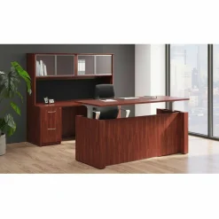 Lorell Essentials 16"W Vertical 2-Drawer Fixed Pedestal File Cabinet For Computer Desk, Cherry