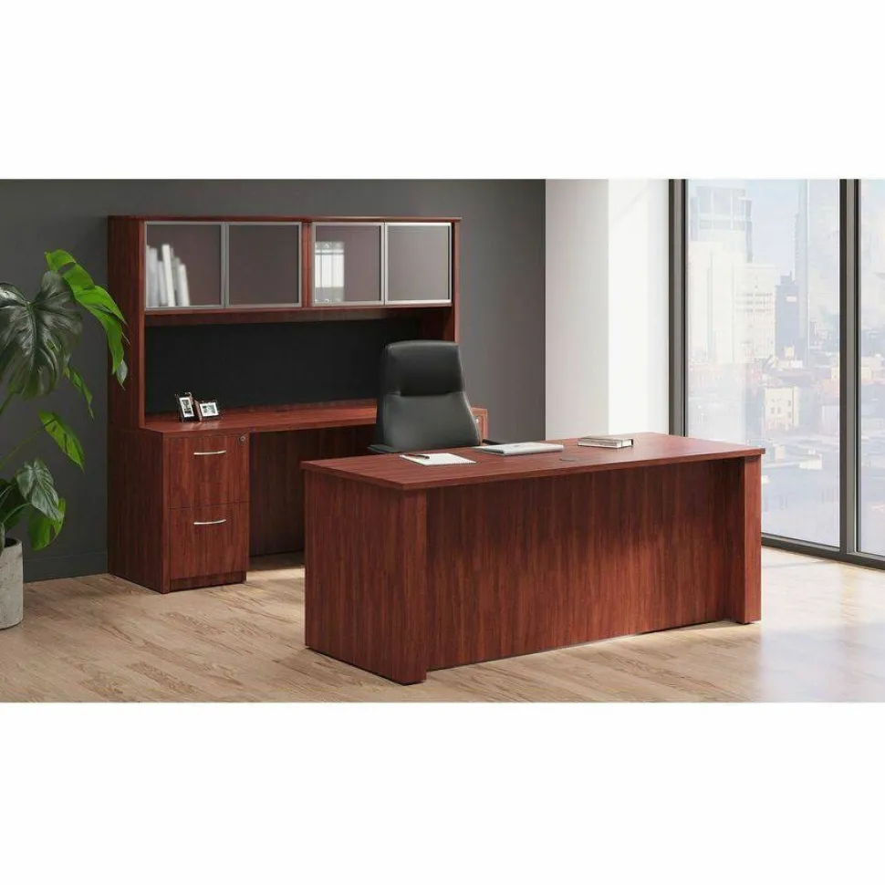 Lorell Essentials 16"W Vertical 2-Drawer Fixed Pedestal File Cabinet For Computer Desk, Cherry