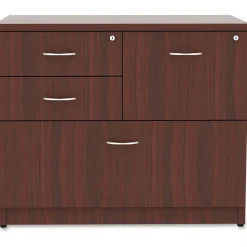 Lorell Essentials 35-1/2"W x 22"D Lateral 4-Drawer Combo File Cabinet, Mahogany