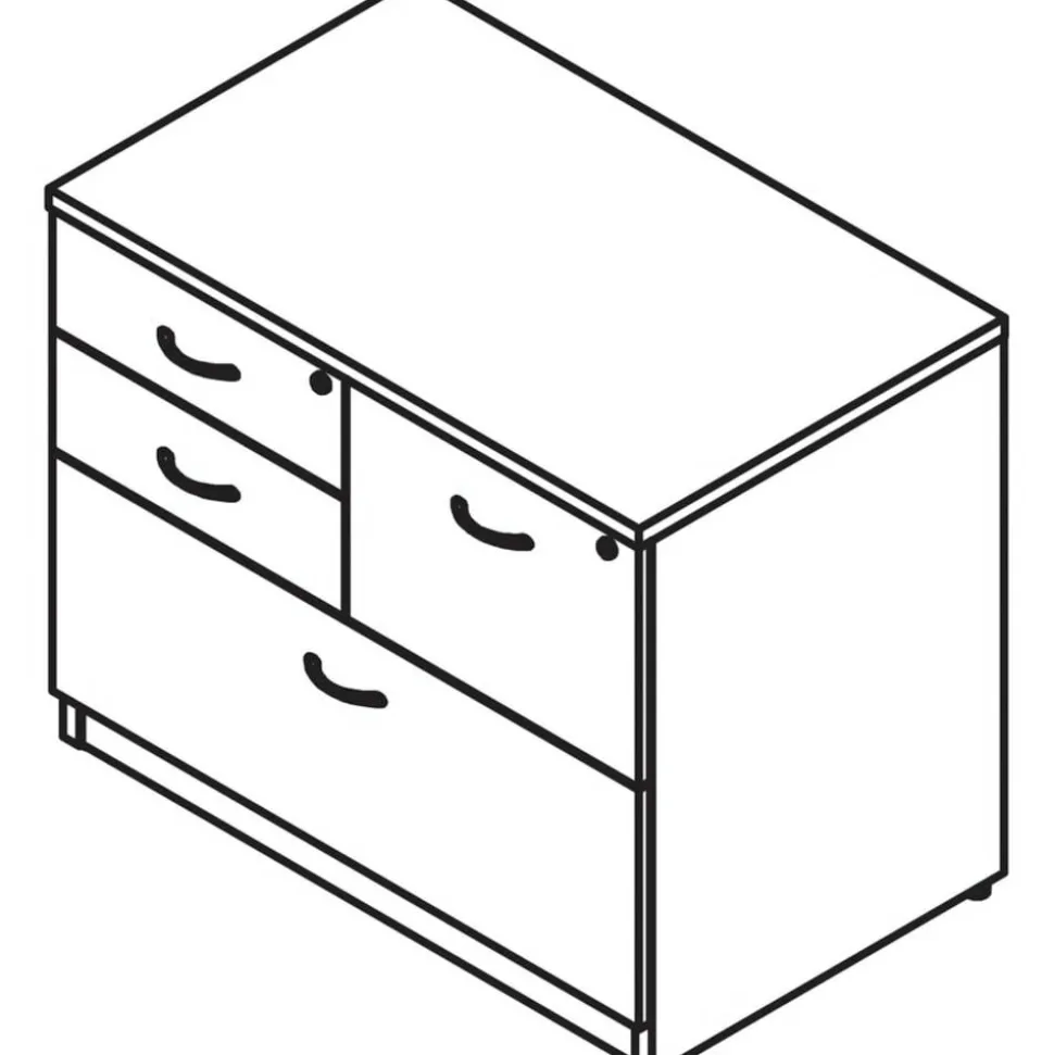 Lorell Essentials 35-1/2"W x 22"D Lateral 4-Drawer Combo File Cabinet, Mahogany
