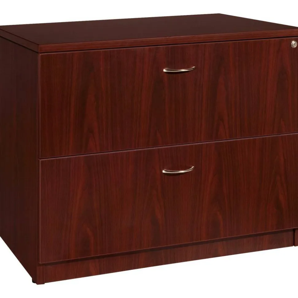 Lorell Essentials 36"W x 22"D Lateral 2-Drawer File Cabinet, Mahogany