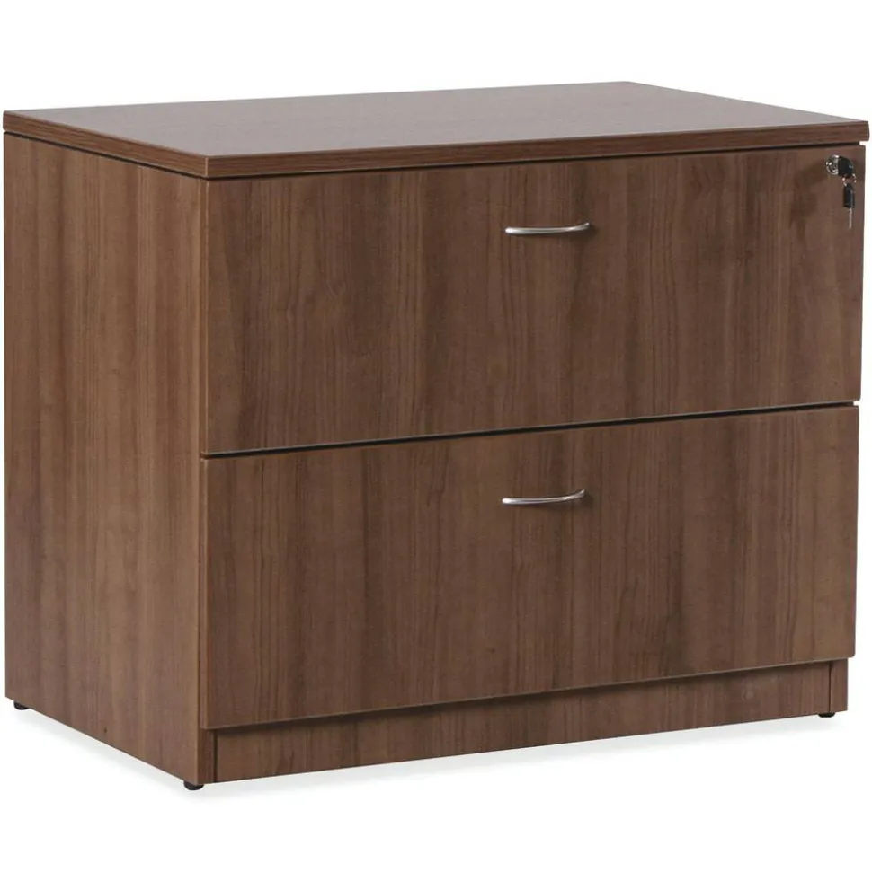 Lorell Essentials 36"W x 22"D Lateral 2-Drawer File Cabinet, Walnut