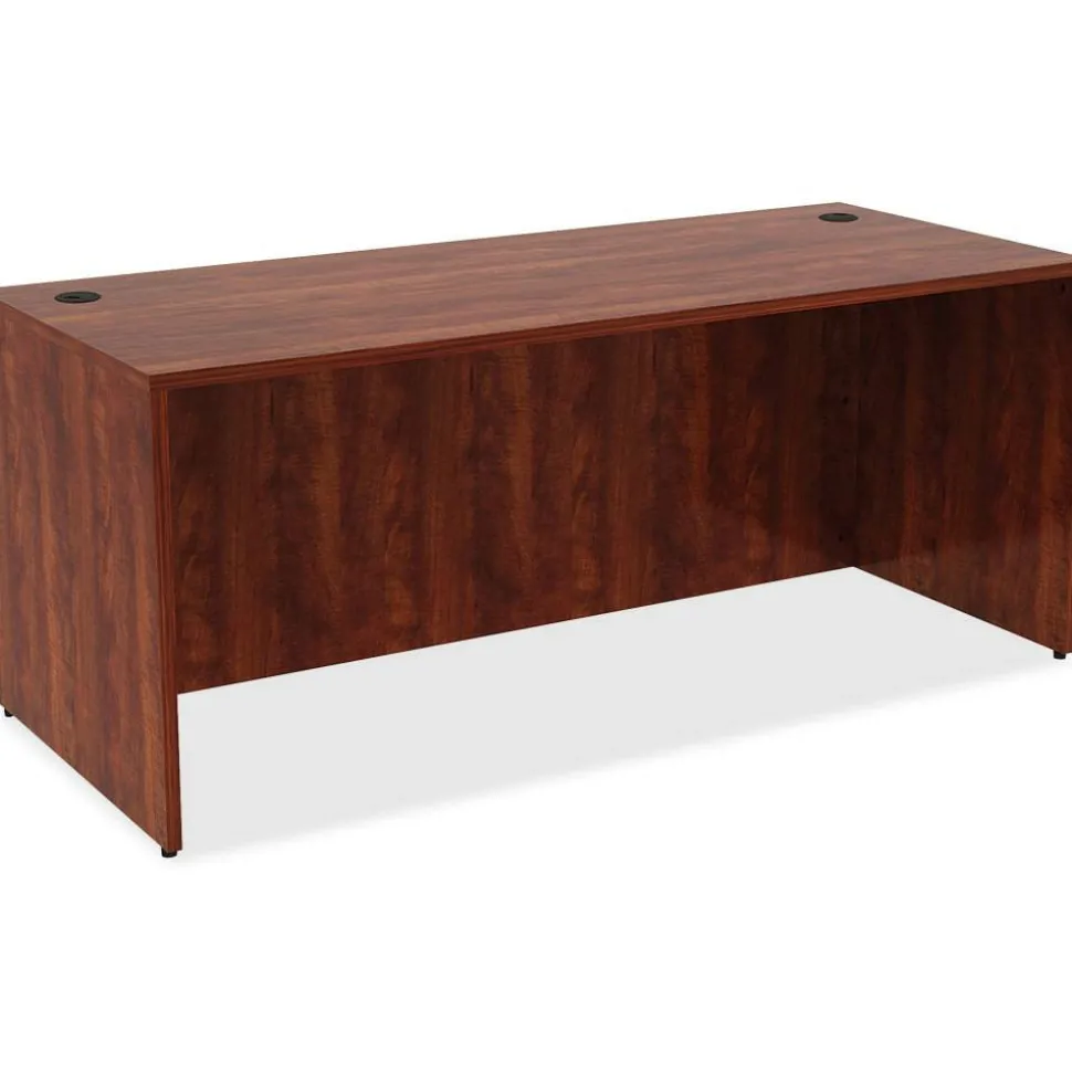 Lorell Essentials 72"W x 30"D Rectangular Shell Computer Desk, Cherry
