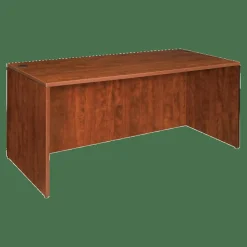 Lorell Essentials 48"W x 24"D Rectangular Shell Computer Desk, Cherry