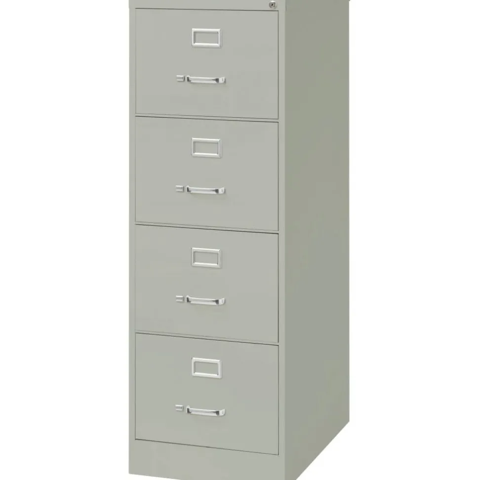 Lorell Fortress 26-1/2"D Vertical 4-Drawer Legal-Size File Cabinet, Light Gray