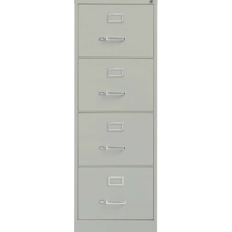 Lorell Fortress 26-1/2"D Vertical 4-Drawer Legal-Size File Cabinet, Light Gray