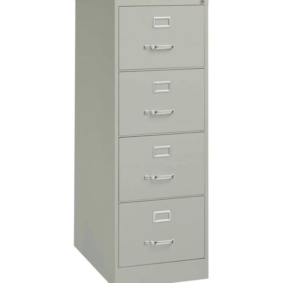 Lorell Fortress 26-1/2"D Vertical 4-Drawer Legal-Size File Cabinet, Light Gray