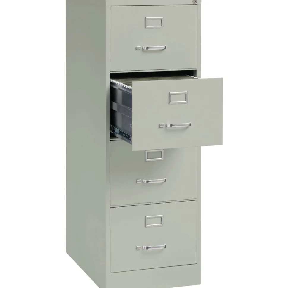 Lorell Fortress 26-1/2"D Vertical 4-Drawer Legal-Size File Cabinet, Light Gray