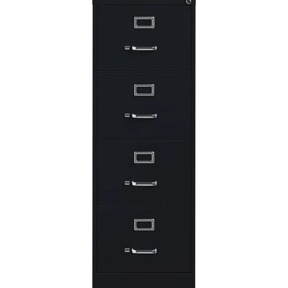 Lorell Fortress 26-1/2"D Vertical 4-Drawer Legal-Size File Cabinet, Black