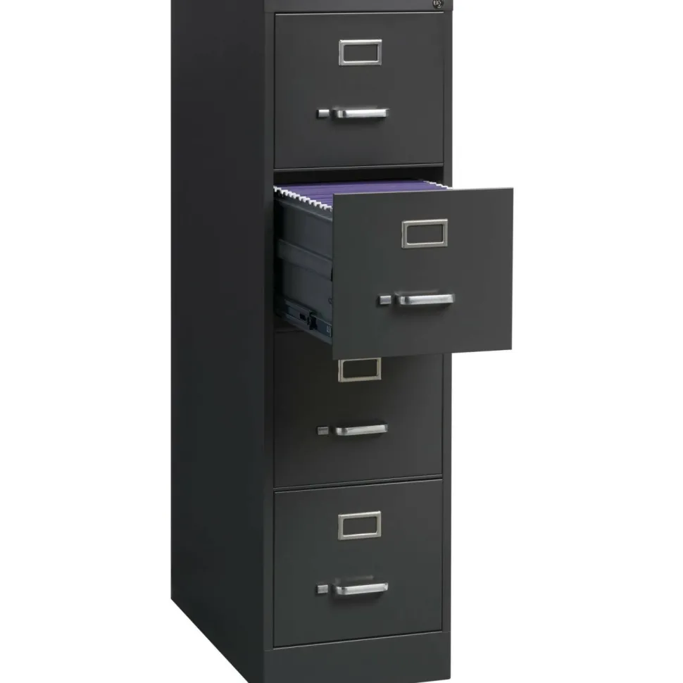 Lorell Fortress 26-1/2"D Vertical 4-Drawer File Cabinet, Charcoal