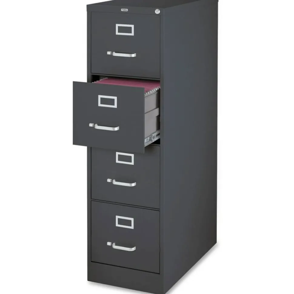 Lorell Fortress 26-1/2"D Vertical 4-Drawer File Cabinet, Charcoal