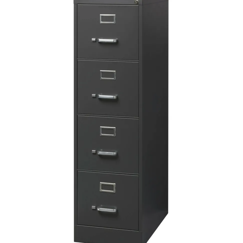 Lorell Fortress 26-1/2"D Vertical 4-Drawer File Cabinet, Charcoal