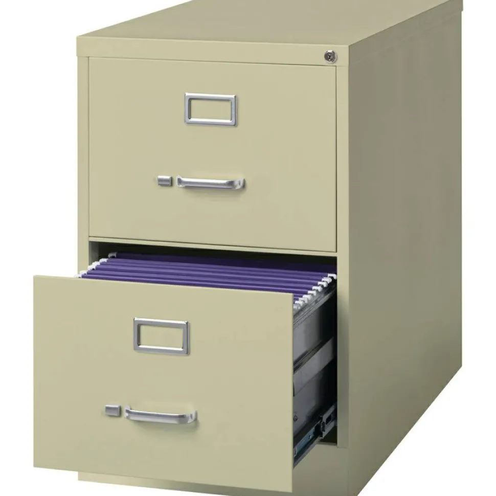 Lorell Fortress 26-1/2"D Vertical 2-Drawer Legal-Size File Cabinet, Putty