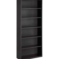 Lorell Fortress 82"H 6-Shelf Contemporary Bookcase, Gray/Dark Finish, Standard Delivery