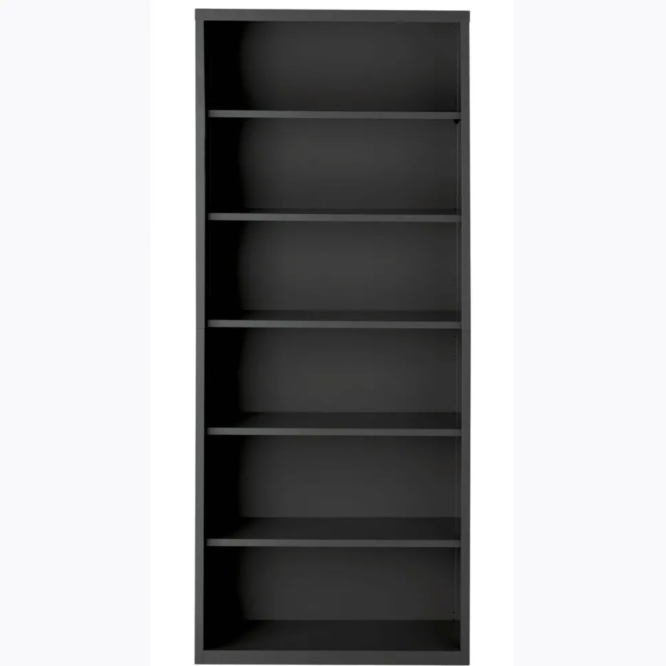 Lorell Fortress 82"H 6-Shelf Contemporary Bookcase, Gray/Dark Finish, Standard Delivery