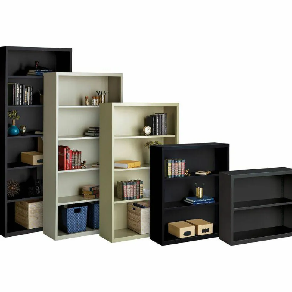Lorell Fortress 82"H 6-Shelf Contemporary Bookcase, Gray/Dark Finish, Standard Delivery