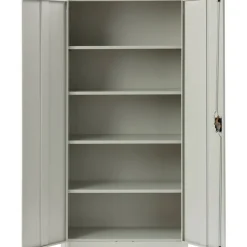 Lorell Fortress Series 18"D Steel Storage Cabinet, Fully Assembled, 5-Shelf, Light Gray
