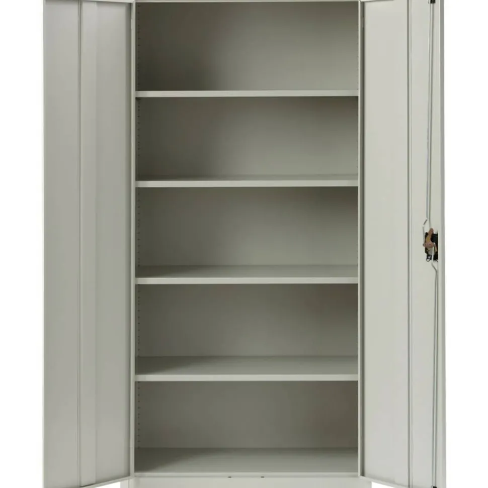 Lorell Fortress Series 18"D Steel Storage Cabinet, Fully Assembled, 5-Shelf, Light Gray