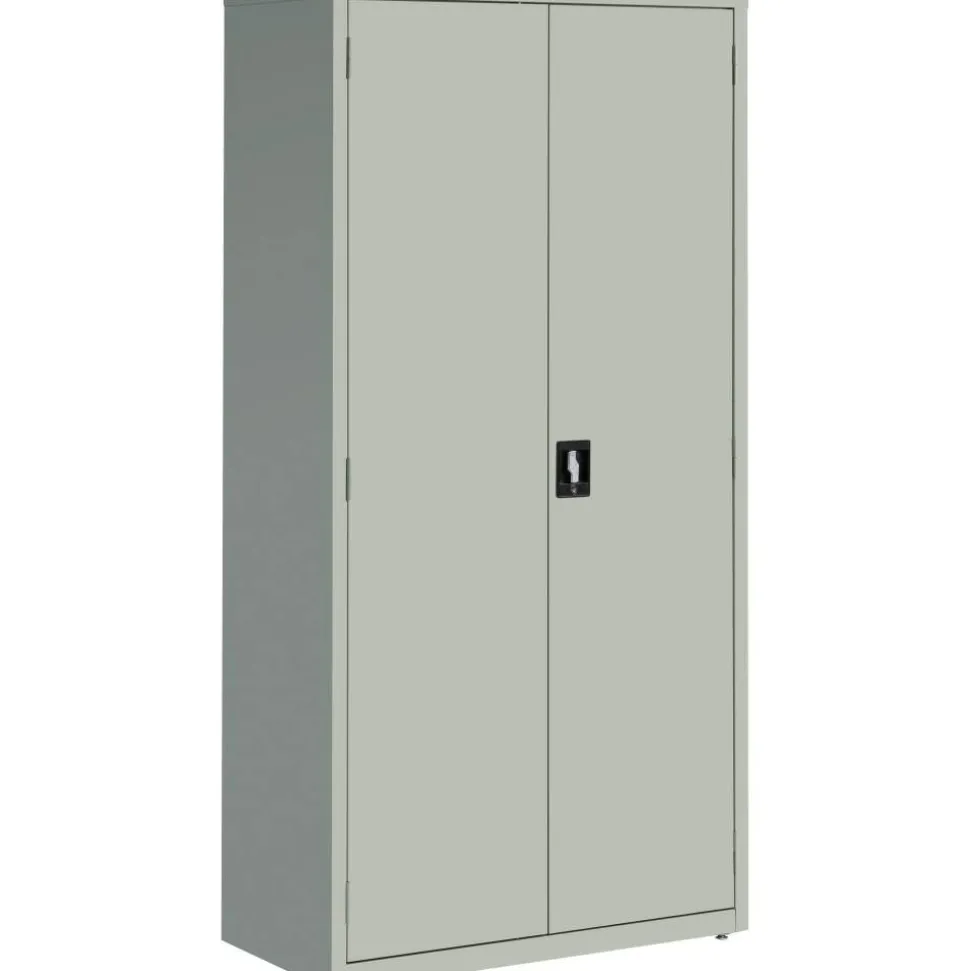 Lorell Fortress Series 18"D Steel Storage Cabinet, Fully Assembled, 5-Shelf, Light Gray