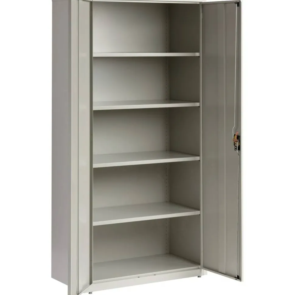 Lorell Fortress Series 18"D Steel Storage Cabinet, Fully Assembled, 5-Shelf, Light Gray