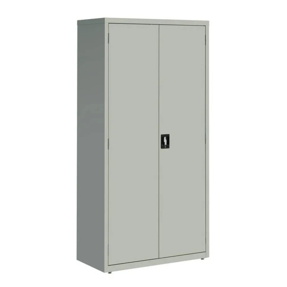 Lorell Fortress Series 18"D Steel Storage Cabinet, Fully Assembled, 5-Shelf, Light Gray