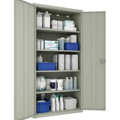 Lorell Fortress Series 24"D Steel Storage Cabinet, Fully Assembled, 5-Shelf, Light Gray