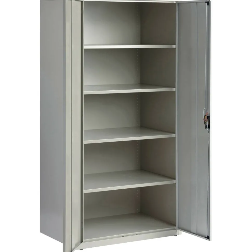 Lorell Fortress Series 24"D Steel Storage Cabinet, Fully Assembled, 5-Shelf, Light Gray