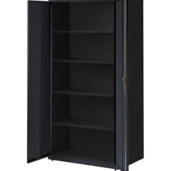 Lorell Fortress Series Steel Storage Cabinet 5-Shelf Adjustable, 24"D, Black