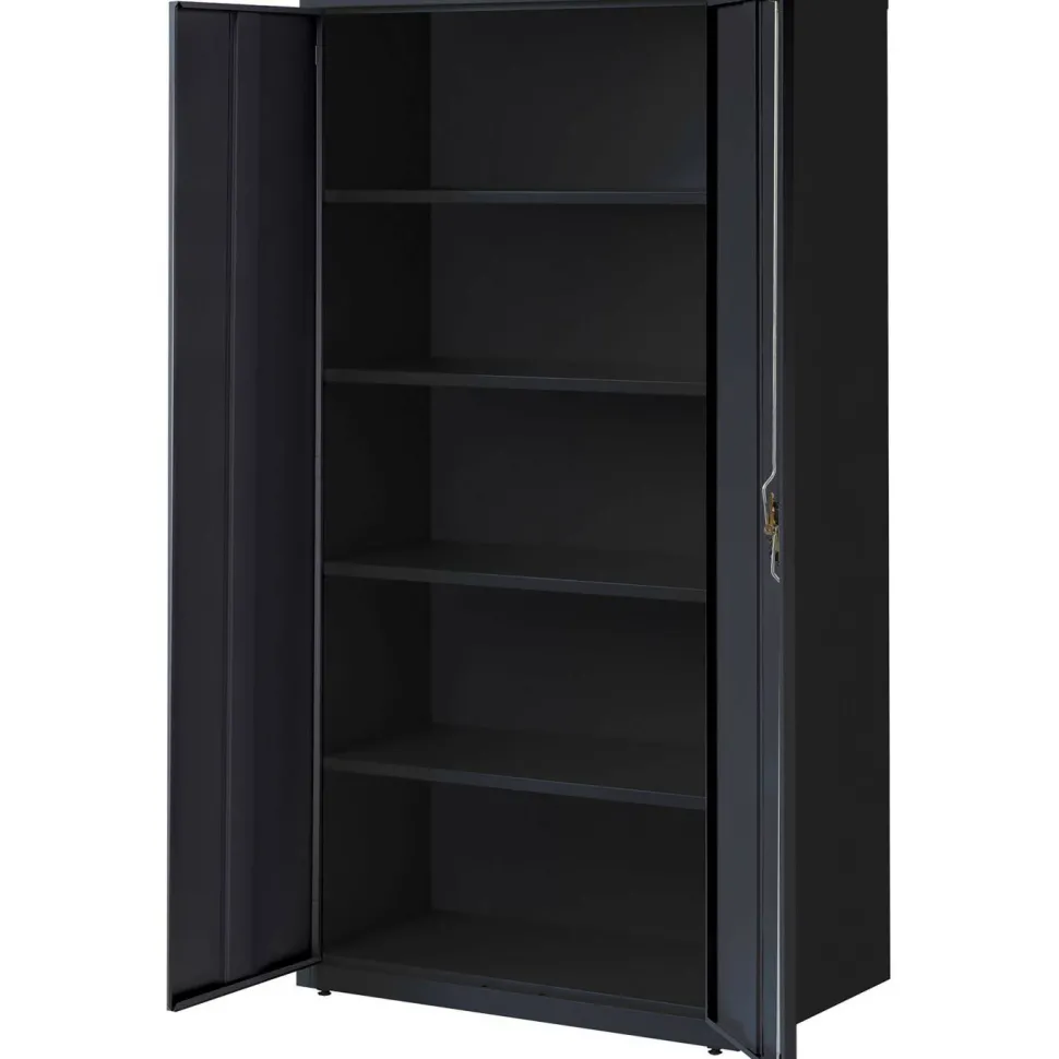 Lorell Fortress Series Steel Storage Cabinet 5-Shelf Adjustable, 24"D, Black