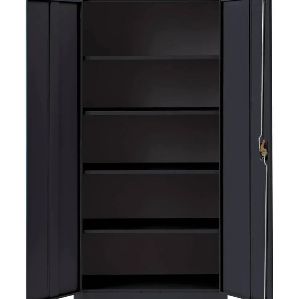 Lorell Fortress Series Steel Storage Cabinet 5-Shelf Adjustable, 24"D, Black
