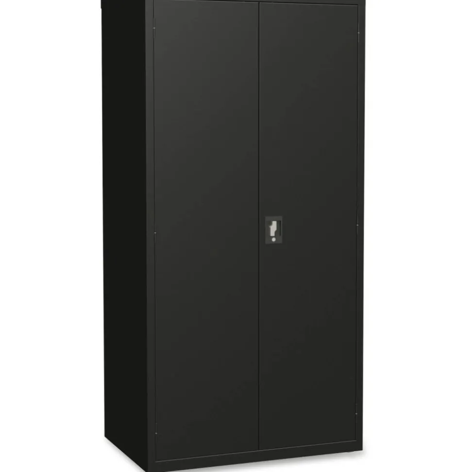 Lorell Fortress Series Steel Storage Cabinet 5-Shelf Adjustable, 24"D, Black