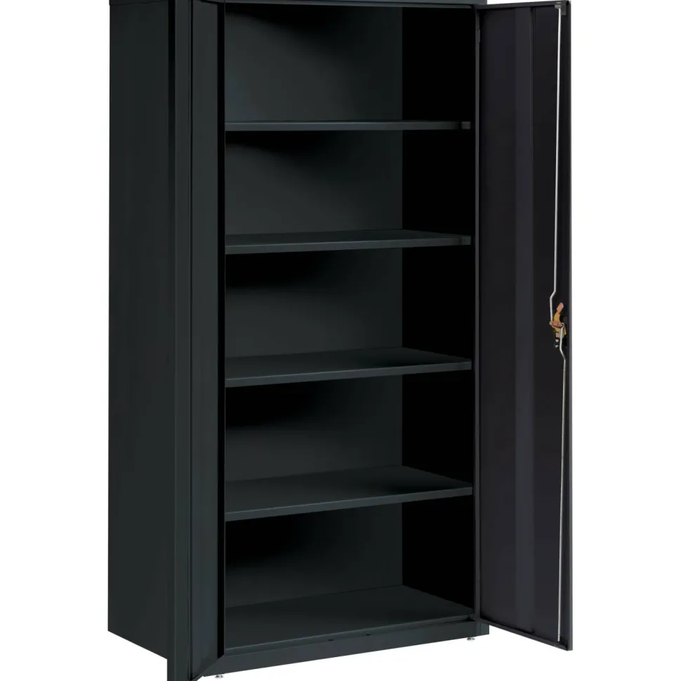 Lorell Fortress Series Steel Storage Cabinet 5-Shelf Adjustable, 24"D, Black