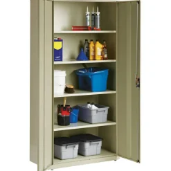 Lorell Fortress Series Steel Storage Cabinet, 5-Shelf, 18"D, Putty